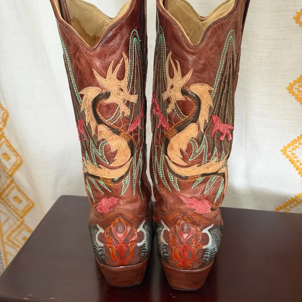 RARE collector Corral green dragon western boots - Picture 3 of 12